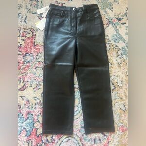 Aritzia Cropped Melinda Black Leather pant never worn